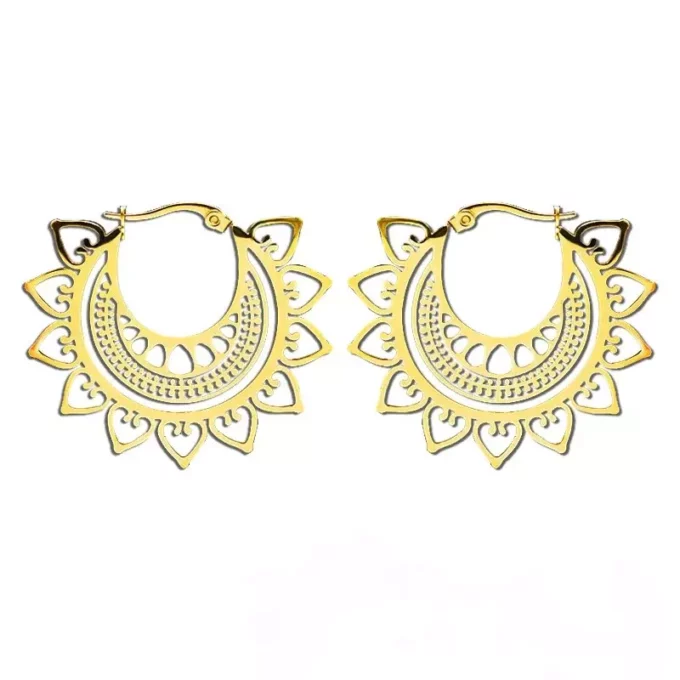 N7572 Boucles d'oreilles ethniques or Acier inoxydable doré - Bijoux Bouclesd'oreilles en ligne Ninanina