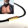 N7578c Collier en cuir homme tressé Acier inoxydable doré - Bijoux Colliers en ligne Ninanina