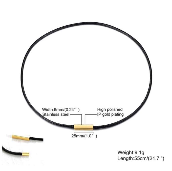 N7578e Collier en cuir homme tressé Acier inoxydable doré - Bijoux Colliers en ligne Ninanina