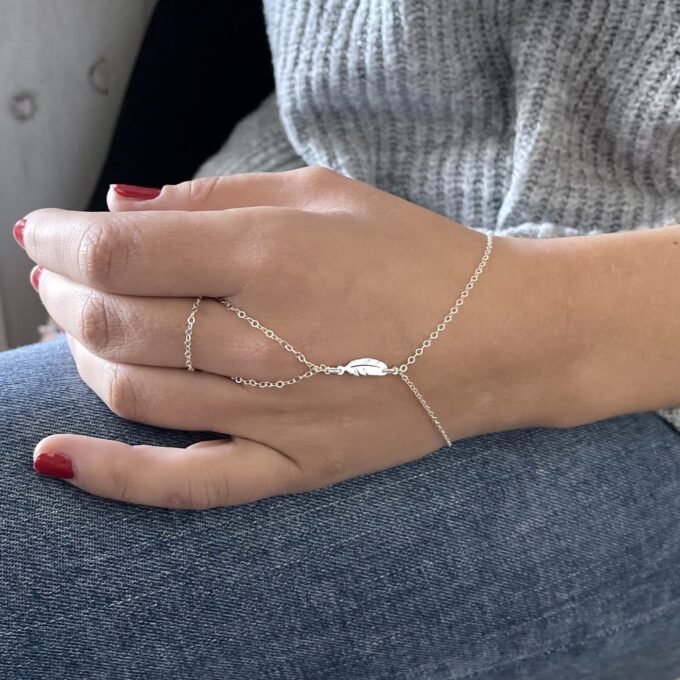 N7501f Bracelet bague chaine au poignet argent 3 tours - Bijoux Bracelets en ligne Ninanina