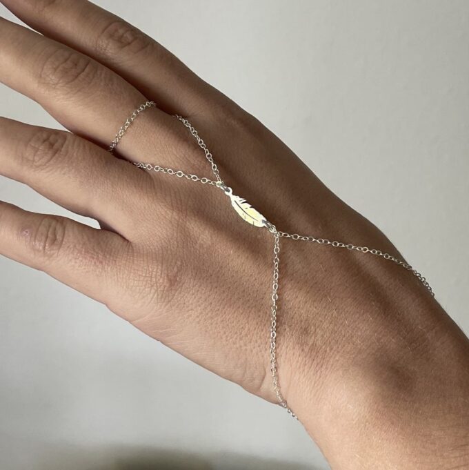 N7501j Bracelet bague chaine au poignet argent 3 tours - Bijoux Bracelets en ligne Ninanina