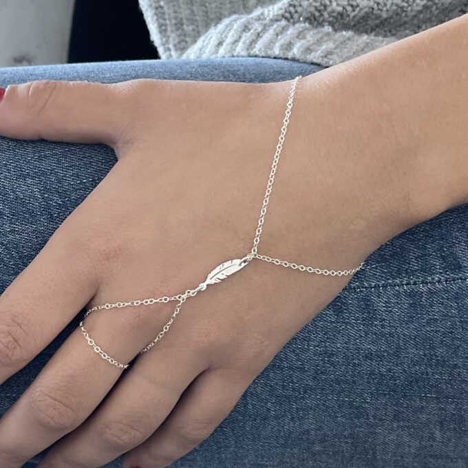 N7501m Bracelet bague chaine au poignet argent 3 tours - Bijoux Bracelets en ligne Ninanina