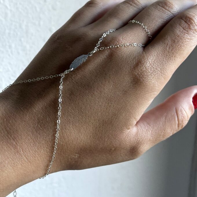 N7501p Bracelet bague chaine au poignet argent 3 tours - Bijoux Bracelets en ligne Ninanina