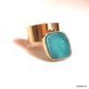 N7529 Bague pendentif acier inoxydable amazonite bleu - Bijoux Bagues en ligne Ninanina