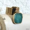 N7529c Bague pendentif acier inoxydable amazonite bleu - Bijoux Bagues en ligne Ninanina
