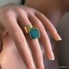 N7529e Bague pendentif acier inoxydable amazonite bleu - Bijoux Bagues en ligne Ninanina