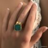 N7529f Bague pendentif acier inoxydable amazonite bleu - Bijoux Bagues en ligne Ninanina