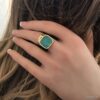 N7529g Bague pendentif acier inoxydable amazonite bleu - Bijoux Bagues en ligne Ninanina
