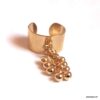 N7531 Bague breloque ronde grappe perles dorées réglable - Bijoux Bagues en ligne Ninanina