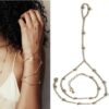 N7560c Chaine a main femme boules Acier inoxydable doré - Bijoux de main en ligne Ninanina