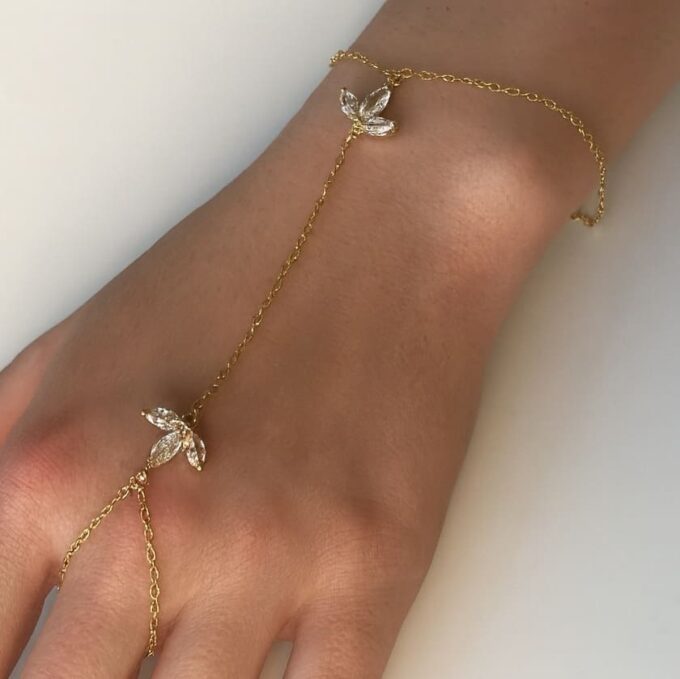 N7561e Bracelet zirconium femme bague artisanal - chaine plaqué or 14 K gold filled - Bijoux Bracelets bagues en ligne Ninanina