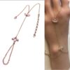 N7561f Bracelet zirconium femme bague chaine plaqué or - Bijoux Bracelets en ligne Ninanina