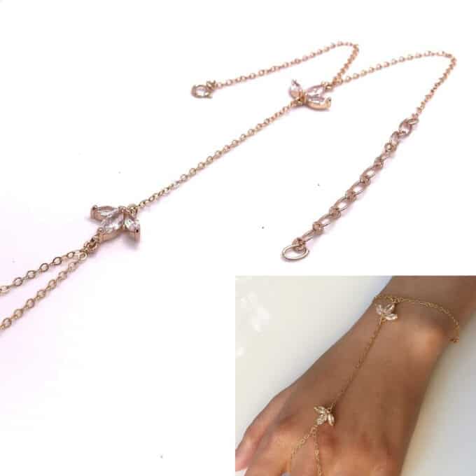 N7561g Bracelet zirconium femme bague artisanal - chaine plaqué or 14 K gold filled - Bijoux Bracelets bagues en ligne Ninanina