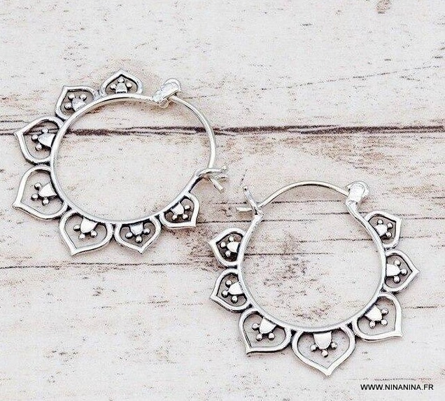 Boucles d oreilles boheme Argent 925 massif - Ninanina