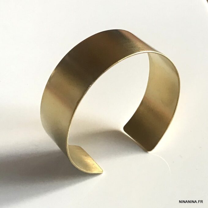 N7538d Bracelet laiton doré - Manchette femme or 20 mm - Bijoux Bracelets en ligne Ninanina