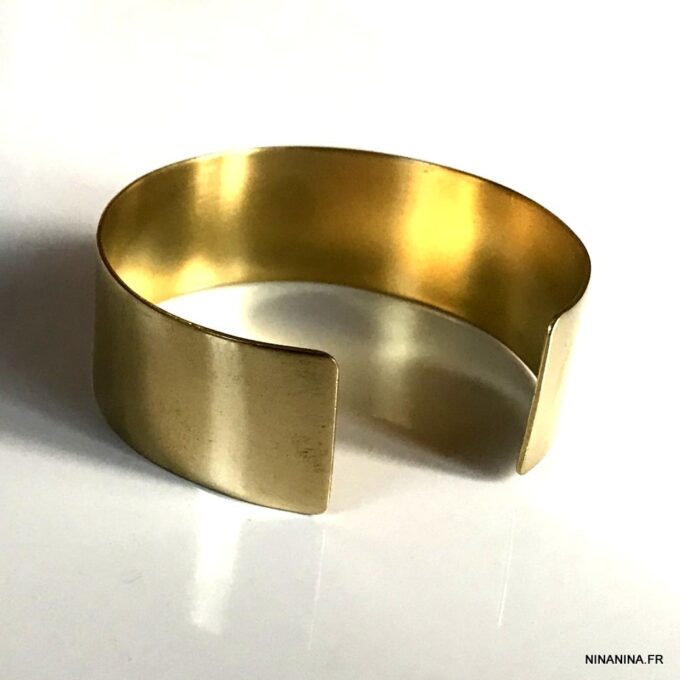N7538f Bracelet laiton doré - Manchette femme or 20 mm - Bijoux Bracelets en ligne Ninanina
