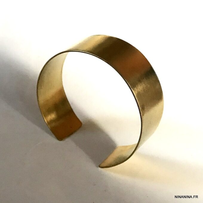 N7538h Bracelet laiton doré - Manchette femme or 20 mm - Bijoux Bracelets en ligne Ninanina