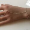 N7539c Chainette Bracelet Bague main doigt Argent minimaliste - Bijoux Bracelets en ligne Ninanina