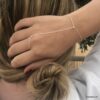 N7539e Chainette Bracelet Bague main doigt Argent minimaliste - Bijoux Bracelets en ligne Ninanina