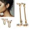 N7553a Chaines d'oreilles 2 trous Acier inoxydable doré - Bijoux Boucles d'oreille en ligne Ninanina