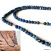N7593a Collier pierre bleu marine naturelle jaspe homme - Bijoux Colliers en ligne Ninanina