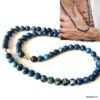 N7593e Collier pierre bleu marine naturelle jaspe homme - Bijoux Colliers en ligne Ninanina