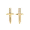 N7612 Boucles d'Oreilles épée Argent plaqué or Zirconium - Bijoux Boucle d'oreille en ligne Ninanina