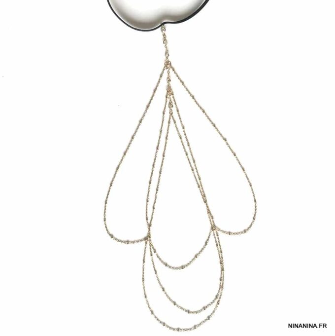 N7616g Chaine de cuisse Acier inoxydable doré et cristal - Bijoux de corps en ligne Ninanina