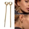 N7625C Créoles pendantes longues chainettes Acier doré - Bijoux Boucles d'oreilles en ligne Ninanina