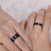 N7626b Bague duo couple Anneau 4 mm ou 8 mm Acier noir - Bijoux Bagues en ligne Ninanina