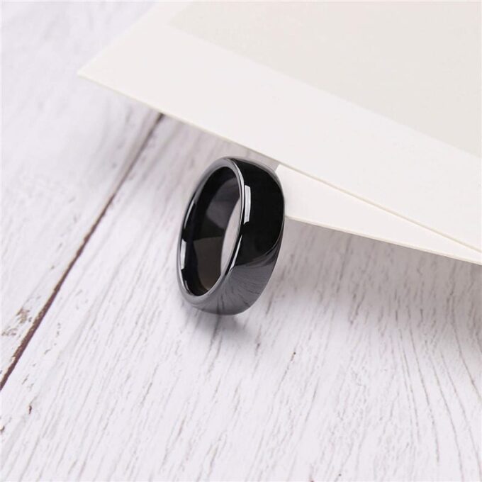 N7626g Bague duo couple Anneau 4 mm ou 8 mm Acier noir - Bijoux Bagues en ligne Ninanina
