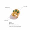 N7631d Bague manchette femme réglable Acier doré pierre verte - Bijoux Bagues en ligne Ninanina