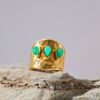 N7631e Bague manchette femme réglable Acier doré pierre verte - Bijoux Bagues en ligne Ninanina