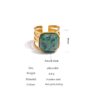 N7632c Bague manchette Acier doré turquoise verte carrée - Bijoux Bagues en ligne Ninanina