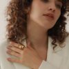 N7633b Bague dome or femme Acier inoxydable doré - Bijoux Bagues en ligne Ninanina
