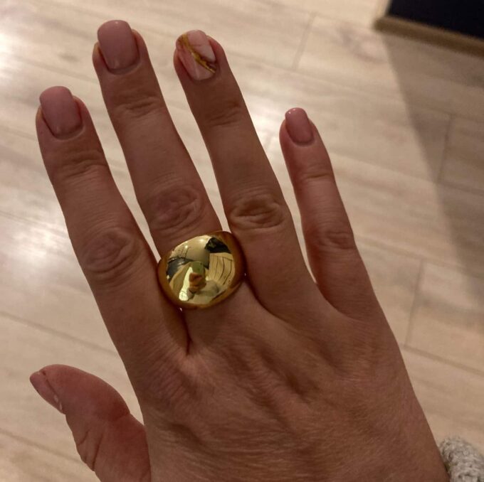 N7633e Bague dome or femme Acier inoxydable doré - Bijoux Bagues en ligne Ninanina