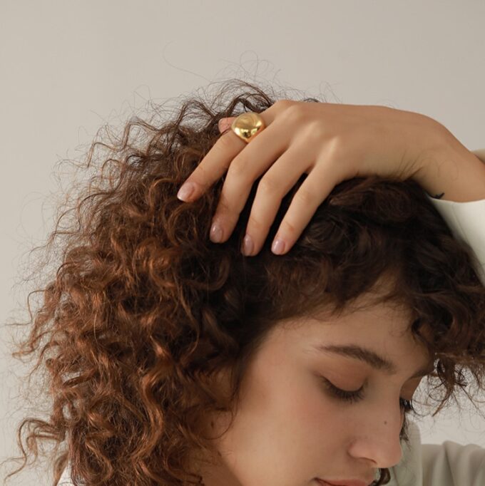 N7633k Bague dome or femme Acier inoxydable doré - Bijoux Bagues en ligne Ninanina