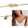 N7641d Collier Pierre de Naissance Mai Emeraude Plaqué Or - Bijoux Colliers en ligne Ninanina