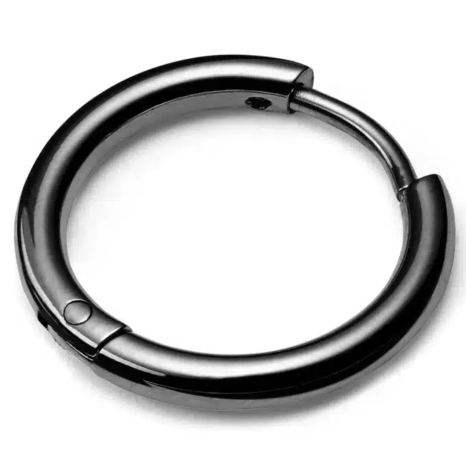 N7644d Creoles noires 25 mm en Acier Inoxydable noir - Bijoux Boucles d'oreilles en ligne Ninanina