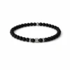 N7646 Bracelet en Onyx noir artisanal - perles rondes 6mm et Acier Inoxydable homme - Bijoux Bracelets hommes en ligne Ninanina