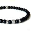 N7646a Bracelet en Onyx noir artisanal - perles rondes 6mm et Acier Inoxydable homme - Bijoux Bracelets hommes en ligne Ninanina