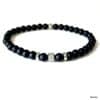 N7646b Bracelet en Onyx noir artisanal - perles rondes 6mm et Acier Inoxydable homme - Bijoux Bracelets hommes en ligne Ninanina