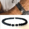 N7646e Bracelet en Onyx noir et Acier Inoxydable homme - Bijoux Bracelets en ligne Ninanina