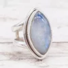 N7637c Bague Marquise Femme Pierre De Lune Et Argent 925 - Bijoux Bagues femmes en ligne Ninanina Bague marquise pour femme avec pierre de lune naturelle sertie en argent sterling 925 - Bijou élégant et raffiné