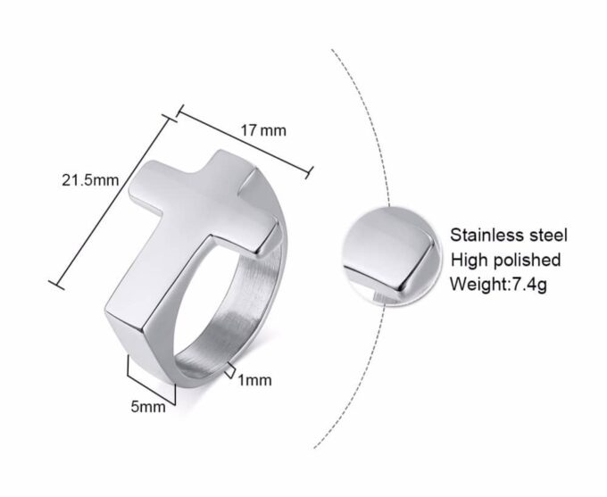 N7638c Bague croix homme Acier Inoxydable argenté - Bijoux Bagues en ligne Ninanina