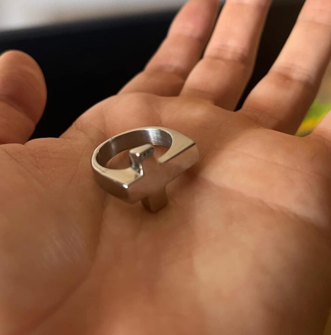 N7638h Bague croix homme Acier Inoxydable argenté - Bijoux Bagues en ligne Ninanina