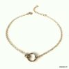 N7654c Bracelet double anneau Plaqué Or pour cheville - Bijoux de pied en ligne Ninanina