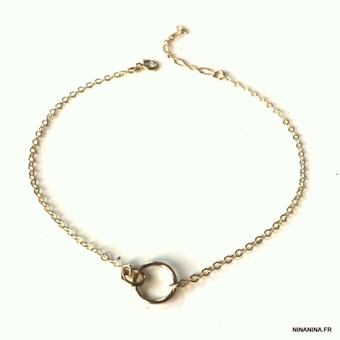 N7654c Bracelet double anneau Plaqué Or pour cheville - Bijoux de pied en ligne Ninanina