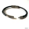 N7657f Bracelet cuir homme artisanal noir tressé et acier inoxydable - Bijoux Bracelets en ligne Ninanina