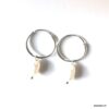 N7686 Creoles perles blanches d'eau douce et Argent 925 - Bijoux Boucles d'oreilles en ligne Ninanina